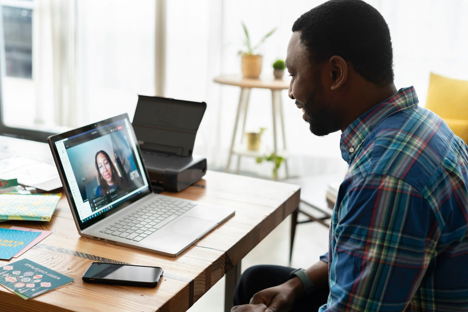 A student in a video mentorship session